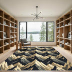 Geometric Mountain Peak Earth Tone Art Rug