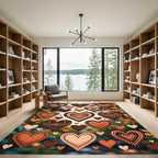 Earthy Baked Clay Hearts Collage Rug