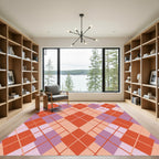 Coral Pink Argyle Diamond Lattice Rug