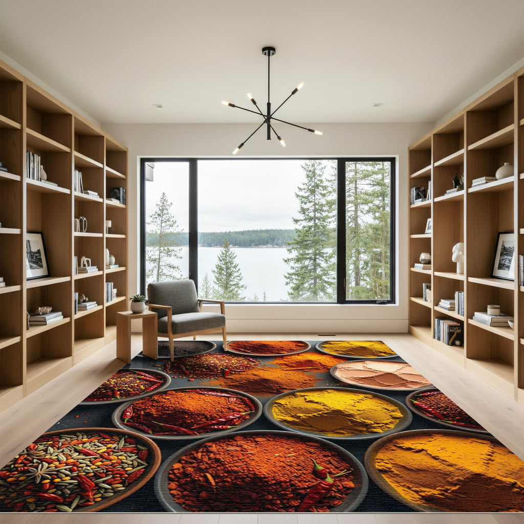Vibrant Spiced Earth Culinary Mosaic Rug