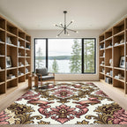 Elegant Pink and Gold Damask Scroll Rug