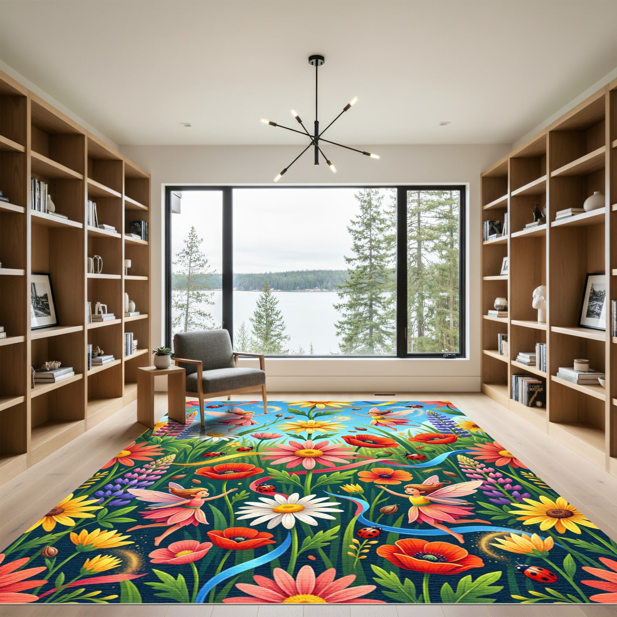 Whimsical Fairy Garden Floral Meadow Rug