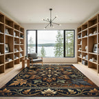 Ornate Bronze Floral Damask Medallion Rug