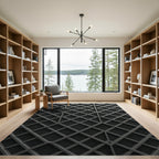 Dark Gray Intersecting Geometric Lattice Rug