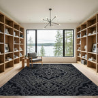 Ornate Gray Floral Medallion Lattice Rug