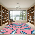Blue School Shoal Sardine Pattern Rug