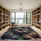 Dramatic Dark Floral Hibiscus Arrangement Rug