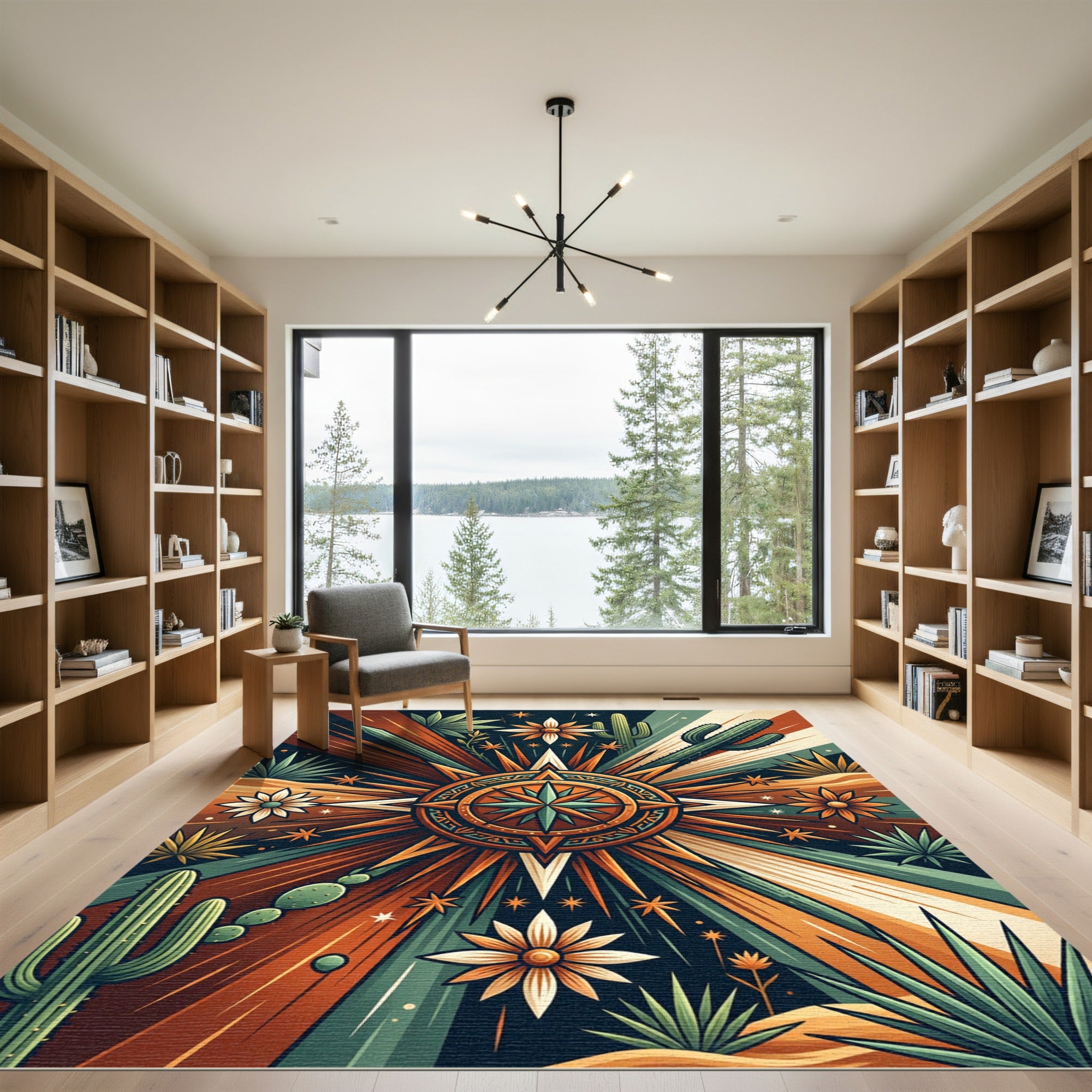 Southwestern Desert Compass Radiant Sun Rug
