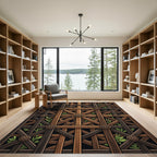 Rustic Wood Lattice Floral Accent Rug