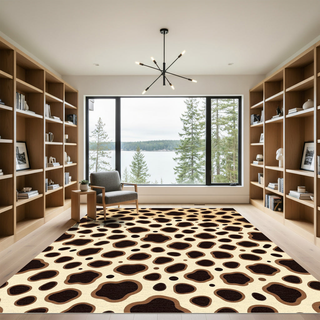 Brown Spots Contemporary Animal Print Rug