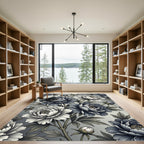 Monochromatic Peony Floral Botanical Art Rug