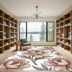 Blush Pink Peony Floral Arrangement Rug