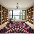 Modern Magenta Geometric Starburst Rug