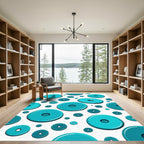 Teal Circular Overlaying Contemporary Arrangement Rug