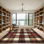 Rustic Red Barn Plaid Farmhouse Rug