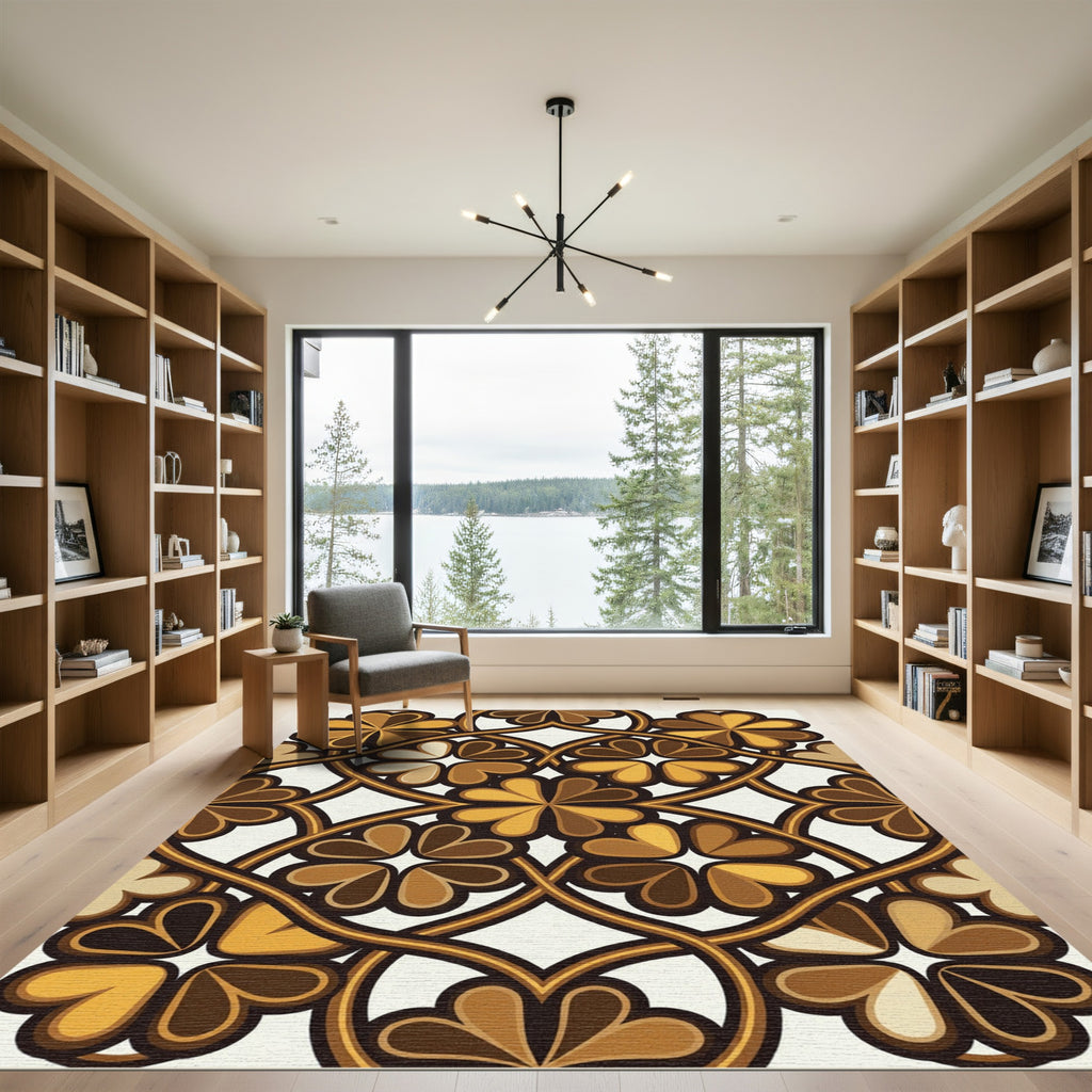 Golden Brown Clover Arch Rug
