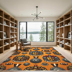 Heritage Crest Sports Medallion Orange Surface Rug