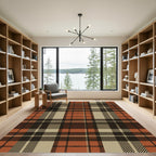 Rustic Autumn Plaid Checkered Terracotta Rug