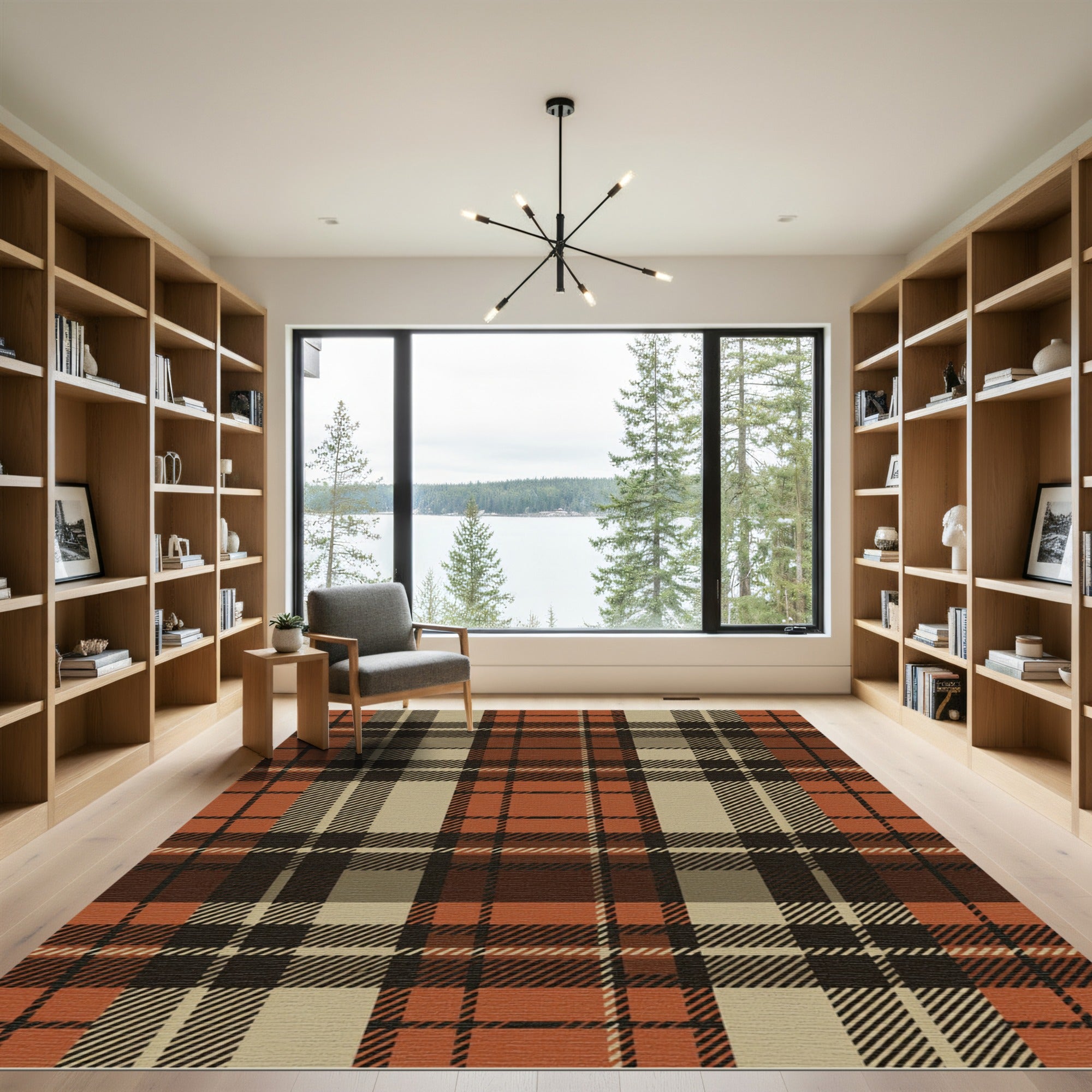 Rustic Autumn Plaid Checkered Terracotta Rug