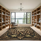 Golden Chrysanthemum Ornate Floral Medallion Rug