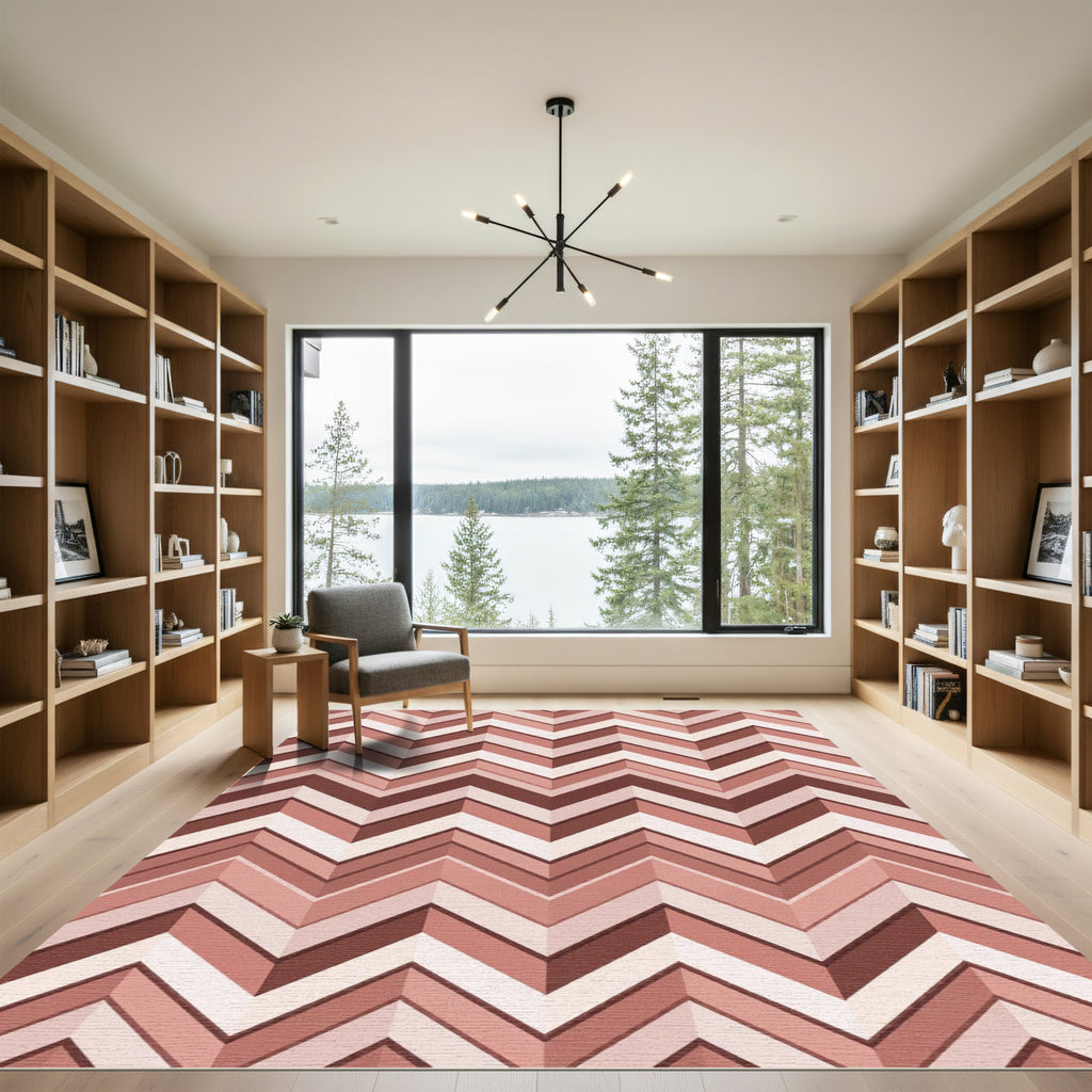Rose Gold Chevron Pattern Rug