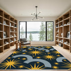 Yellow Starburst Gray Arch Scatter Rug