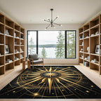 Celestial Golden Starburst Navy Medallion Rug