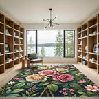 Elegant Pastel Rose Floral Garden Rug