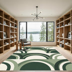 Modern Sage Green Abstract Geometric Arch Rug