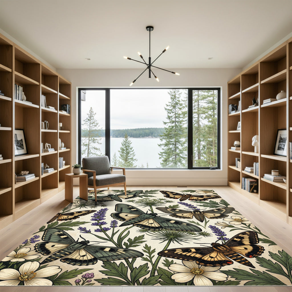 Botanical Moth and Wildflower Meadow Rug