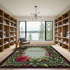Art Nouveau Red Berry Foliage Border Rug