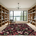 Crimson Cherry Blossom Branches Rug