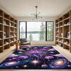Vibrant Purple Orchid Galaxy Swirls Rug