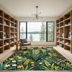 Lush Golden Wisteria Floral Trellis Rug