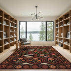 Terracotta Hexagonal Floral Cloud Tapestry Rug