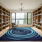 Deep Blue Concentric Swirl Rug