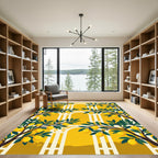 Vibrant Yellow Citrus Lemon Orchard Rug