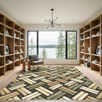 Woven Earth Tone Diagonal Basketweave Rug