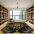 Geometric Gold Black Radiant Starburst Rug