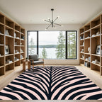 Blush Pink and Black Zebra Stripe Rug