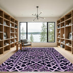 Ornate Violet Damask Lattice Arch Rug