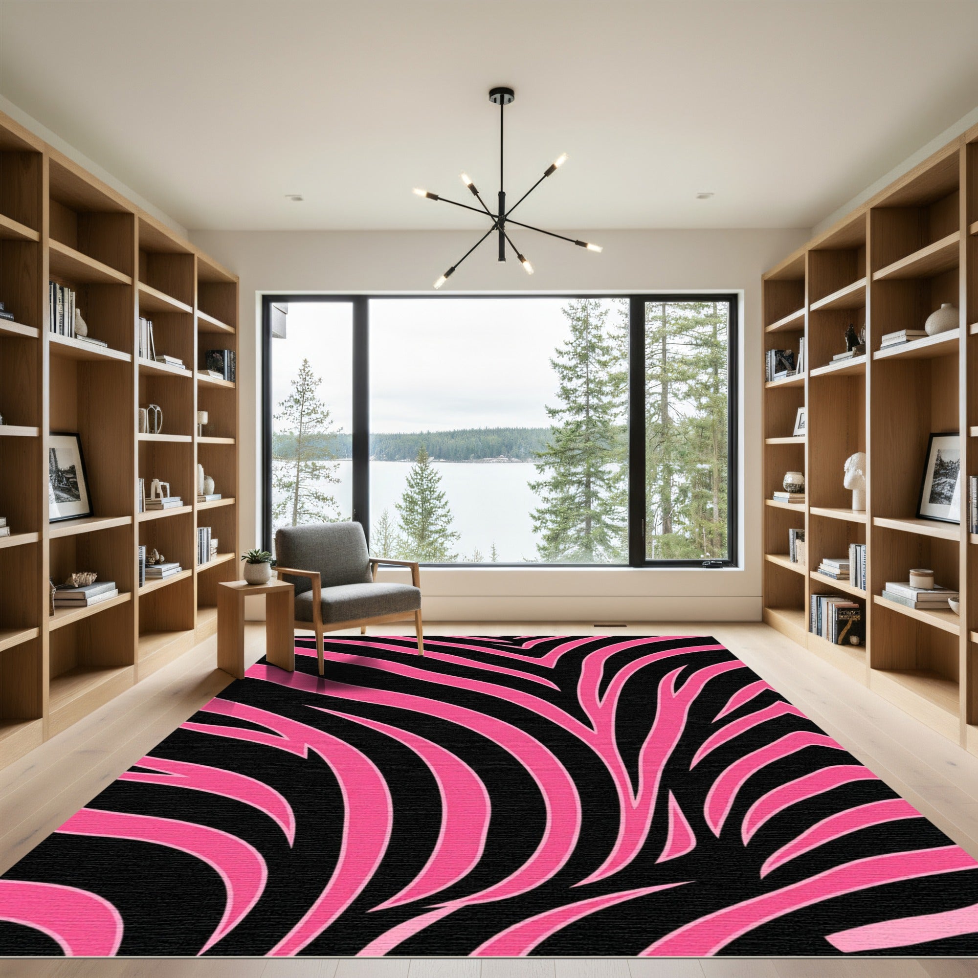 Bold Hot Pink Zebra Stripe Rug