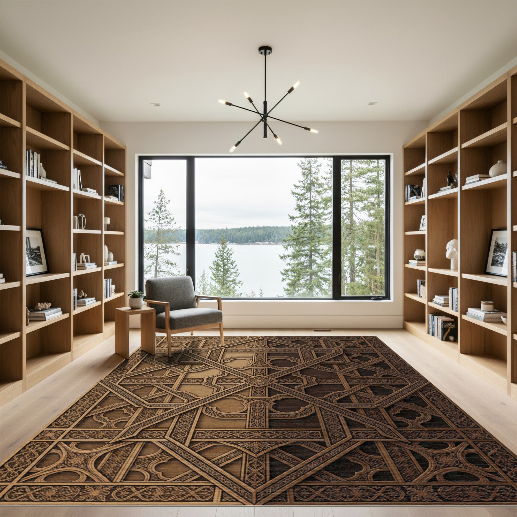 Antique Gold Geometric Interlace Rug