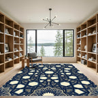 Midnight Navy Geometric Star Medallion Rug