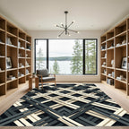 Black Cream Intersecting Lattice Rug