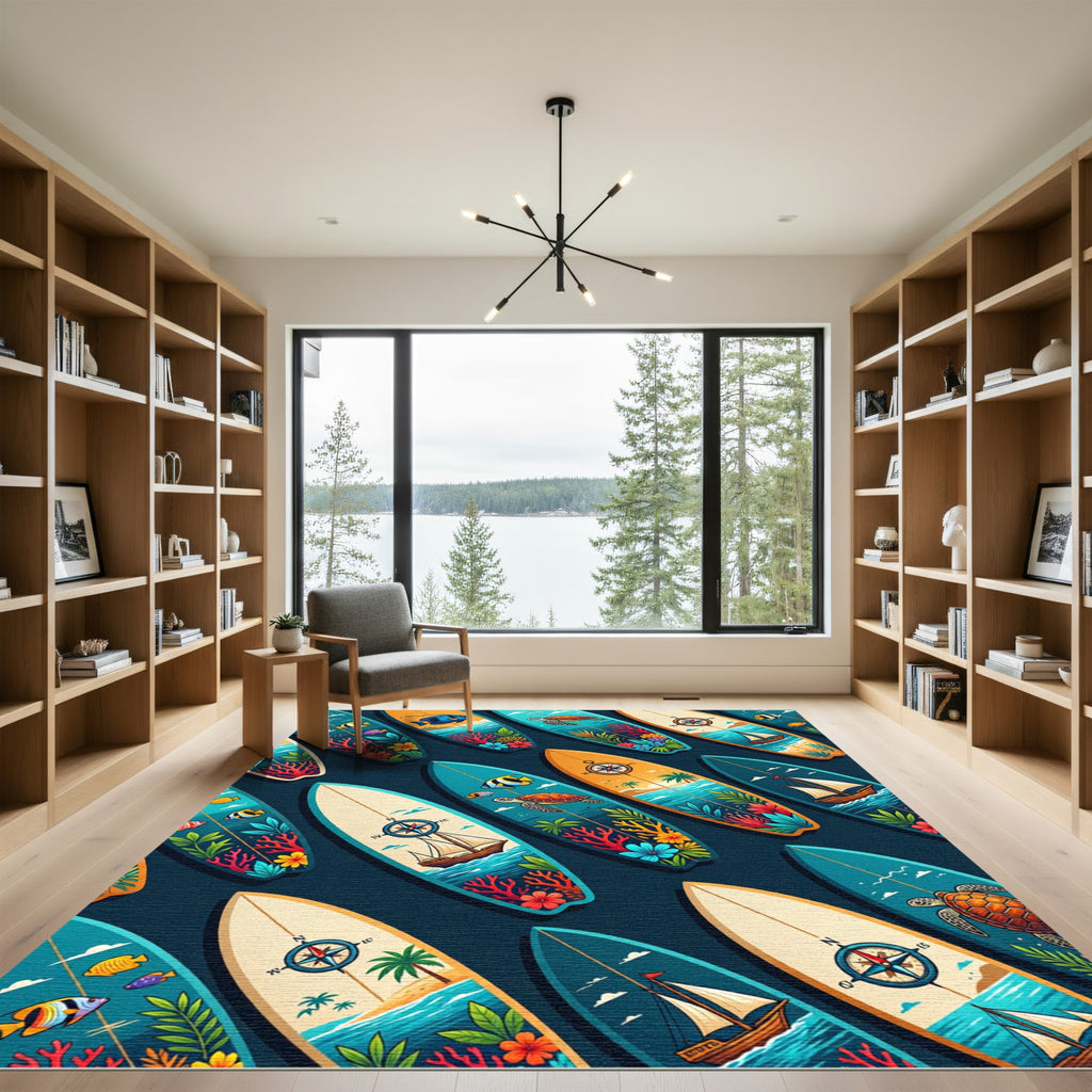 Tropical Surf Nautical Ocean Art Rug
