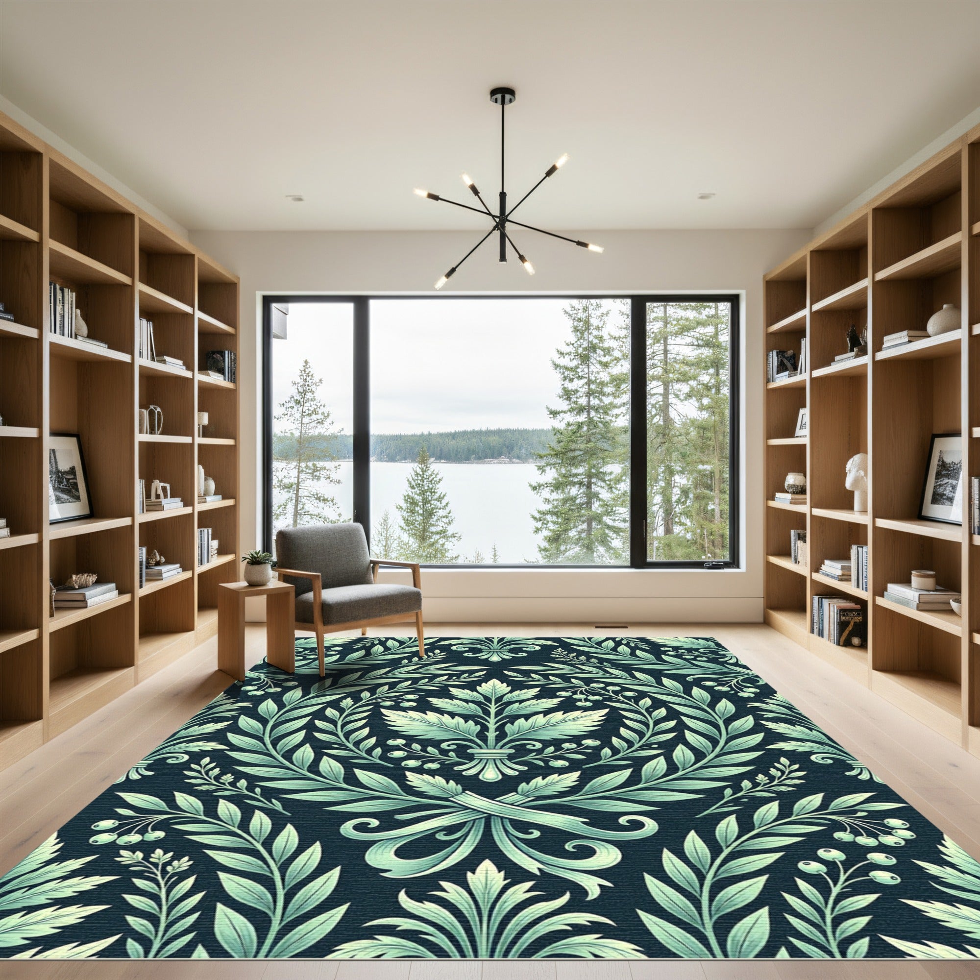 Seafoam Green Laurel Berry Emblem Rug