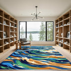 Vibrant Ocean Wave Swirl Rug