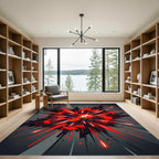 Crimson Burst Radial Splatter Rug