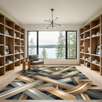 Gold and Gray Interwoven Ribbon Rug